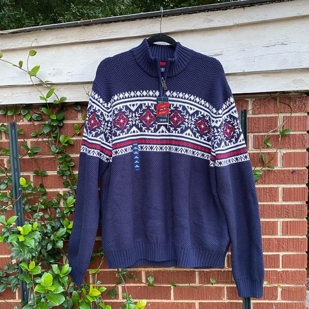 IZOD Fair Isle 1/4 Zip Sweater